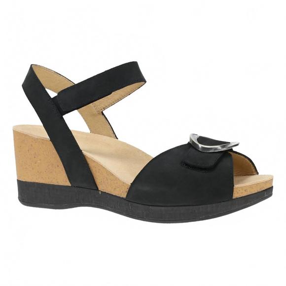 NEW DANSKO women's stella wedge sandal in black - Picture 1 of 4